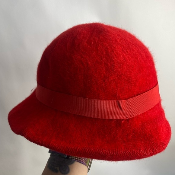 Betmar Angora Wool Blend bucket‎ hat with ribbon trim Red - Picture 3 of 9
